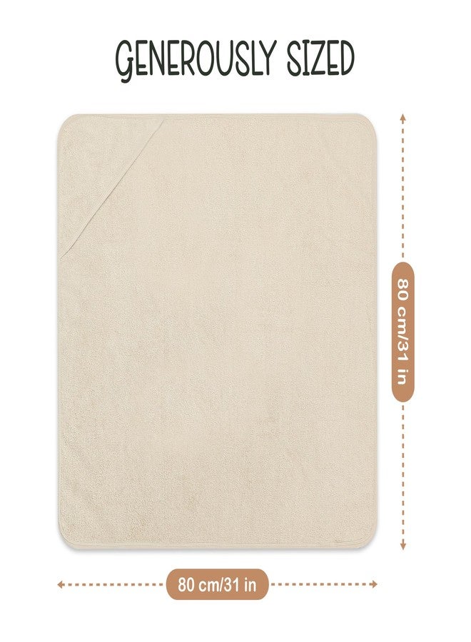 الطفولة مناشف استحمام للأطفال الرضع من إنفانسي، مصنوعة من القطن العضوي بنسبة 100%، ناعمة وماصة، مقاس 31 × 31 بوصة، مناسبة للأطفال حديثي الولادة والأطفال، مناشف أطفال بغطاء للرأس، مناشف أطفال فاخرة بلون (عاجي). - Image 2